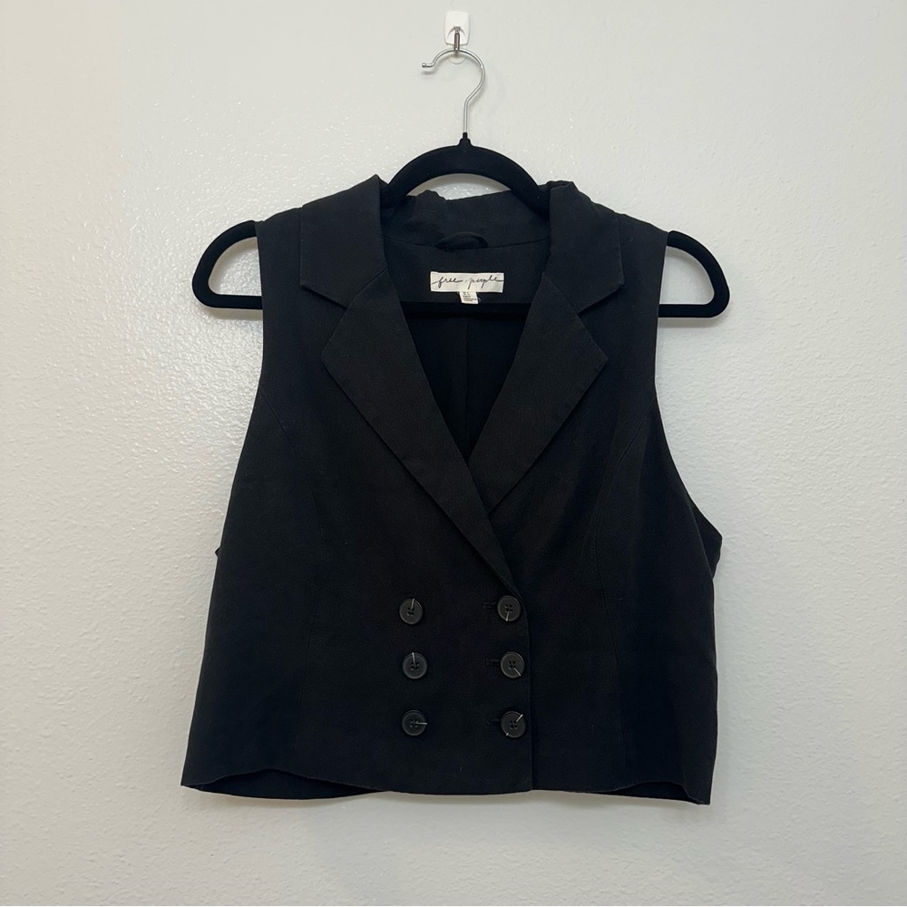 Free People Gabby Vest Suit Top Black Size 8‎